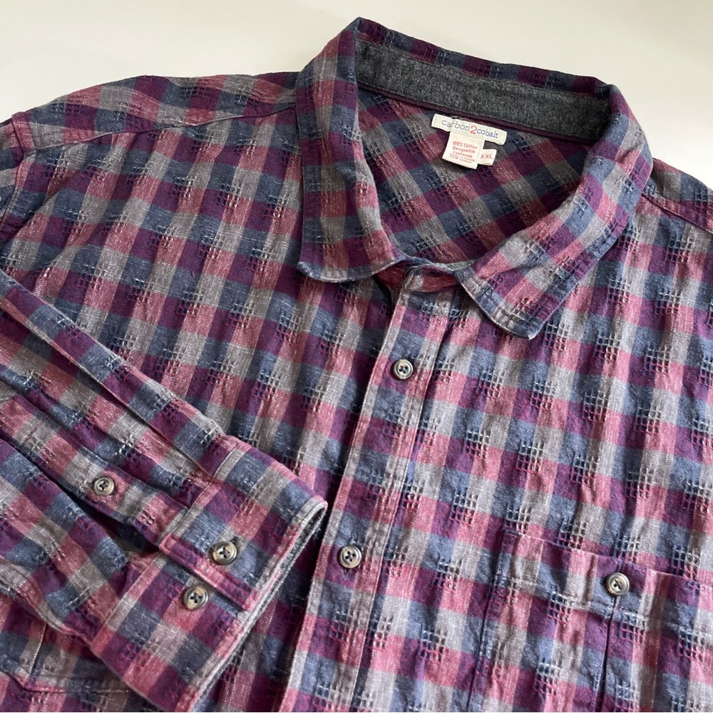 Carbon2Cobalt Men’s Maroon Blue Double‎ Front Pocket Long Sleeve XXL